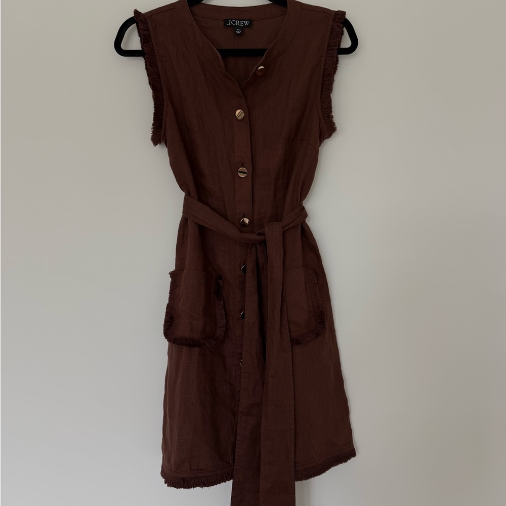 J. Crew Chocolate Brown Fringe Midi Dress